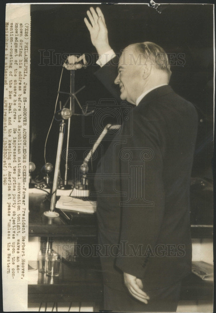 1940 Press Photo Herbert C Hoover United States President Rep Natl Convention - Historic Images