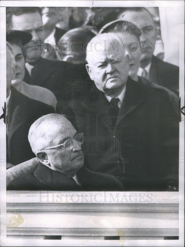 1953 Mr. Harry Ruman Sits Near Former Ex-President Herbert Hoover - Historic Images