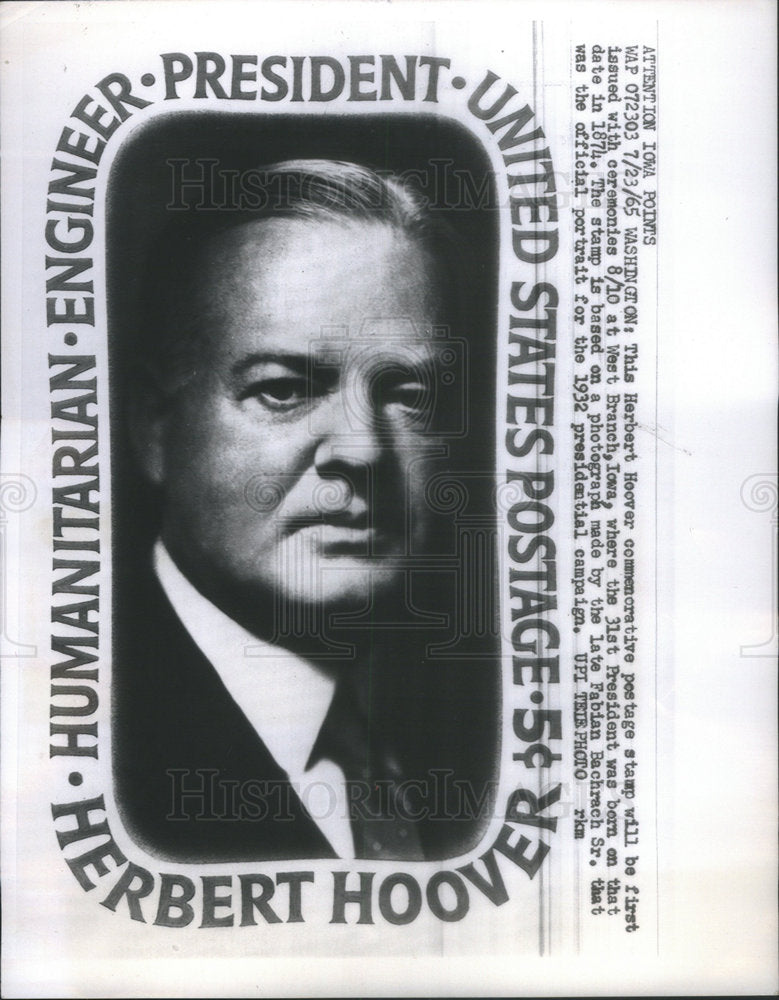 1965 Herbert Hoover Commemorateve postage stamp - Historic Images