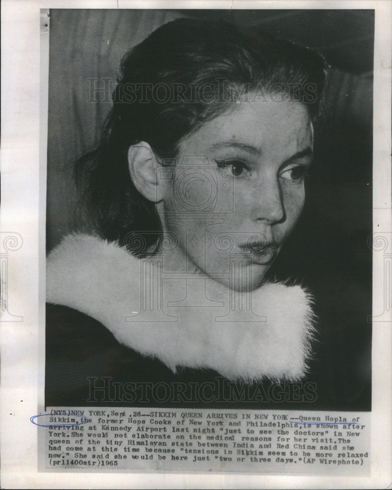 1965 Press Photo Queen Hopla of Sikkim - Historic Images