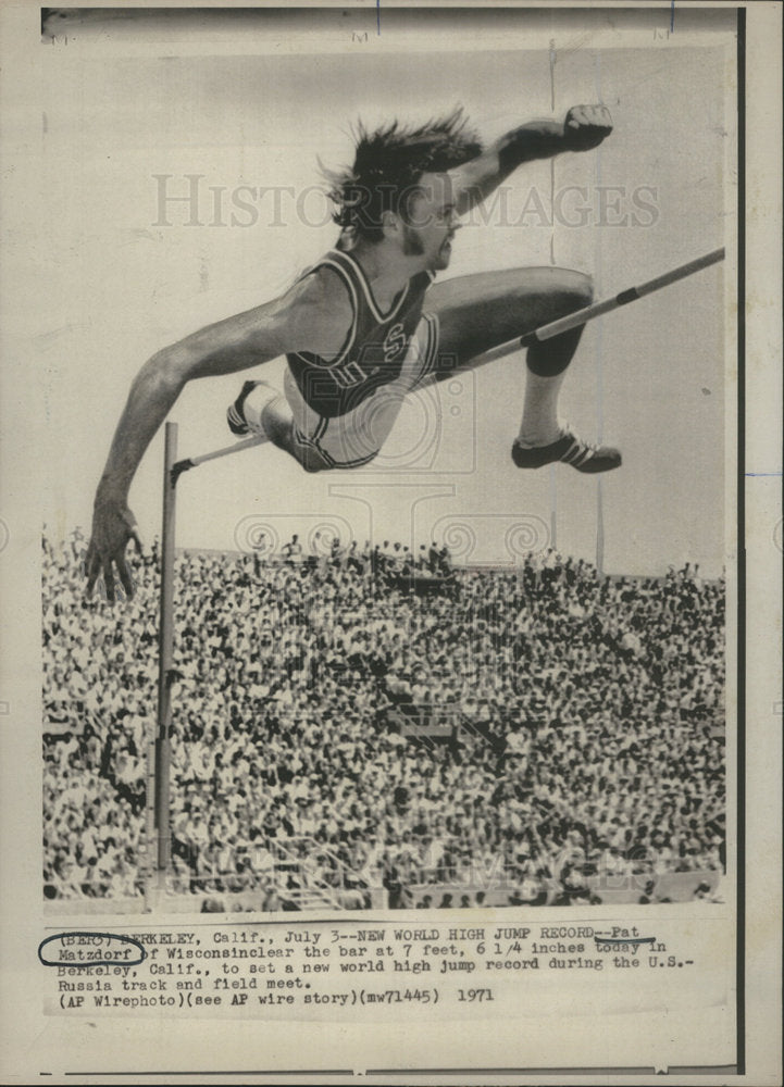 1971 Pat Matzdorf Sets New World Record High Jump California - Historic Images