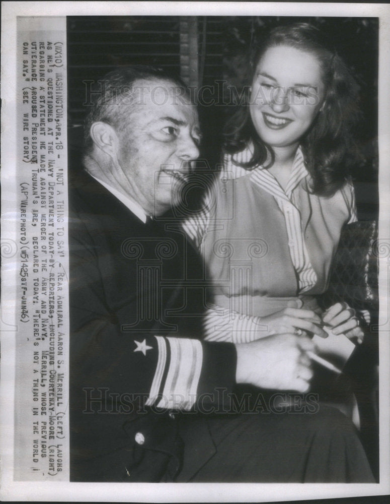 1946 Press Photo AARON S. MERRILL AMERICAN REAR ADMIRAL COURTENAY MOORE - Historic Images