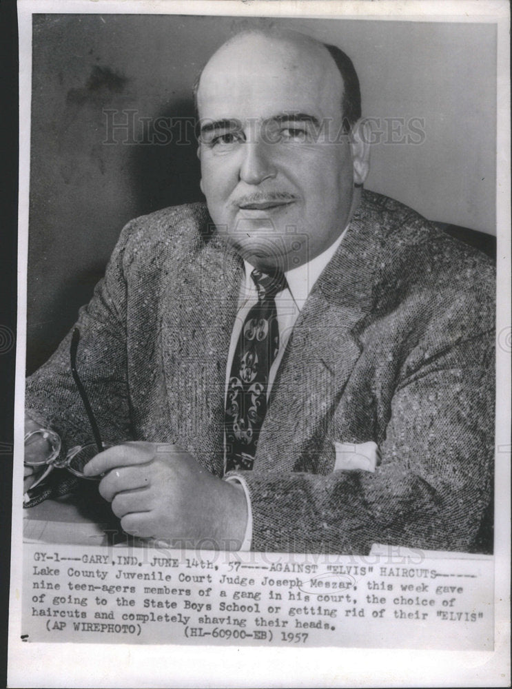 1957 Press Photo Lake County Indiana Juvenile Court Judge Joseph Meszar - Historic Images