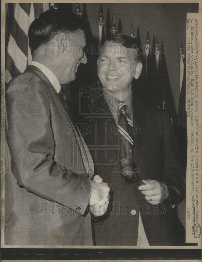 1970 Press Photo Lieutenant Governor George Smith Georgia George Nigh Oklahoma - Historic Images