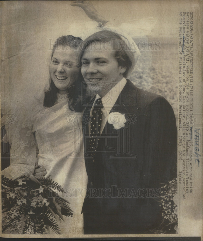 1973 Press Photo David Vaught and Kathleen Walker Newlyweds - RSC79439 - Historic Images