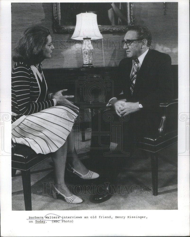 1977 Press Photo Barbara Walters Henry Kissinger Interview - Historic Images