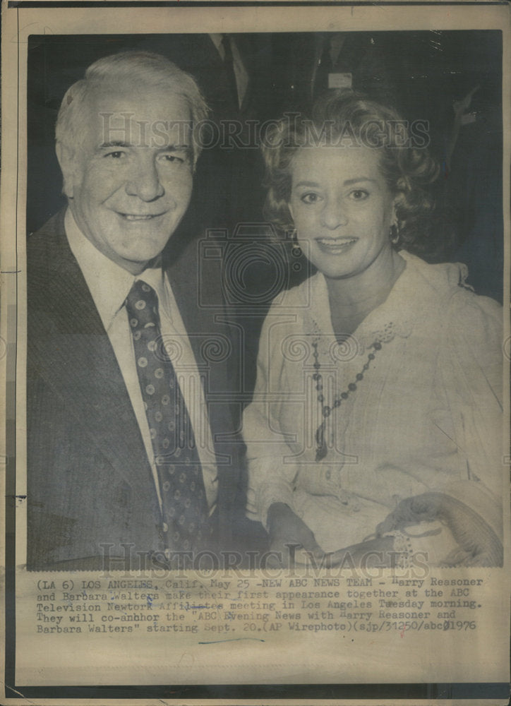 1976 Harry Reasoner Barbara Walters NBC News Team - Historic Images