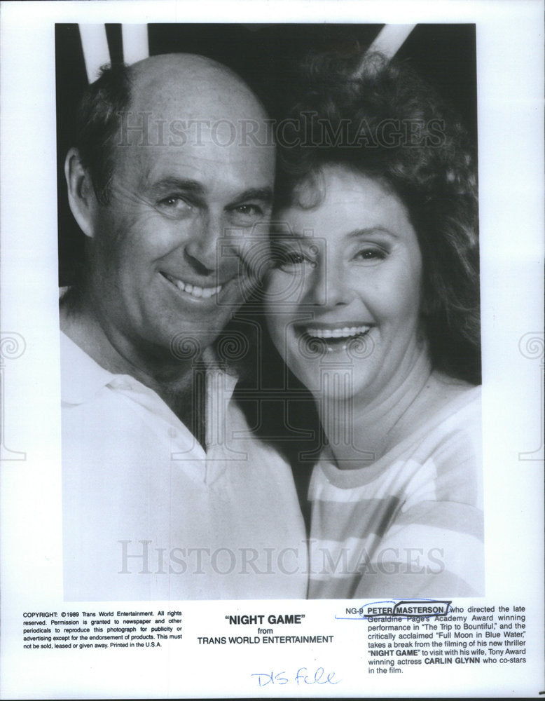 1989 Press Photo Peter Masterson Director Night Game Wife Carlin Glynn Actress - Historic Images