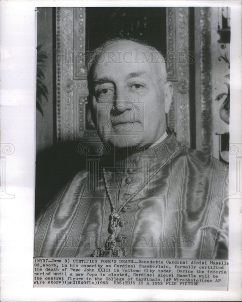 1963 Benedette Cardinal Aleisi Masella capacity Cardinal Chamberlain - Historic Images