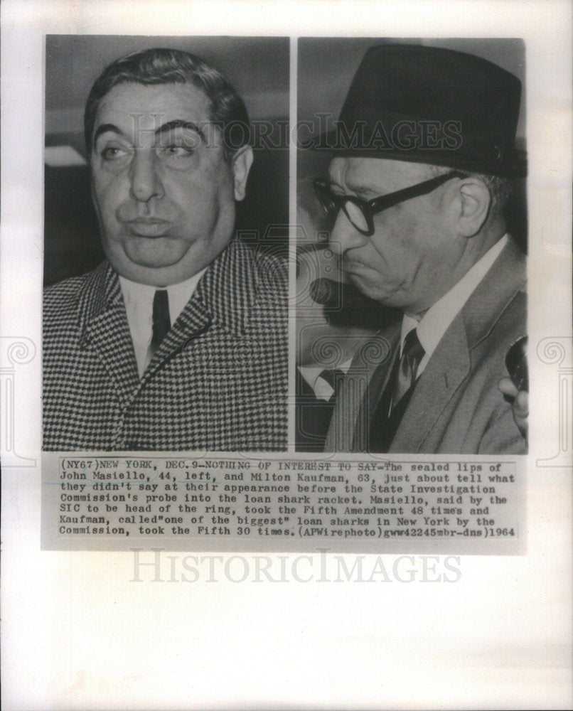 1969 John Masiello & Milton Kaufman  State Investigation Commission - Historic Images