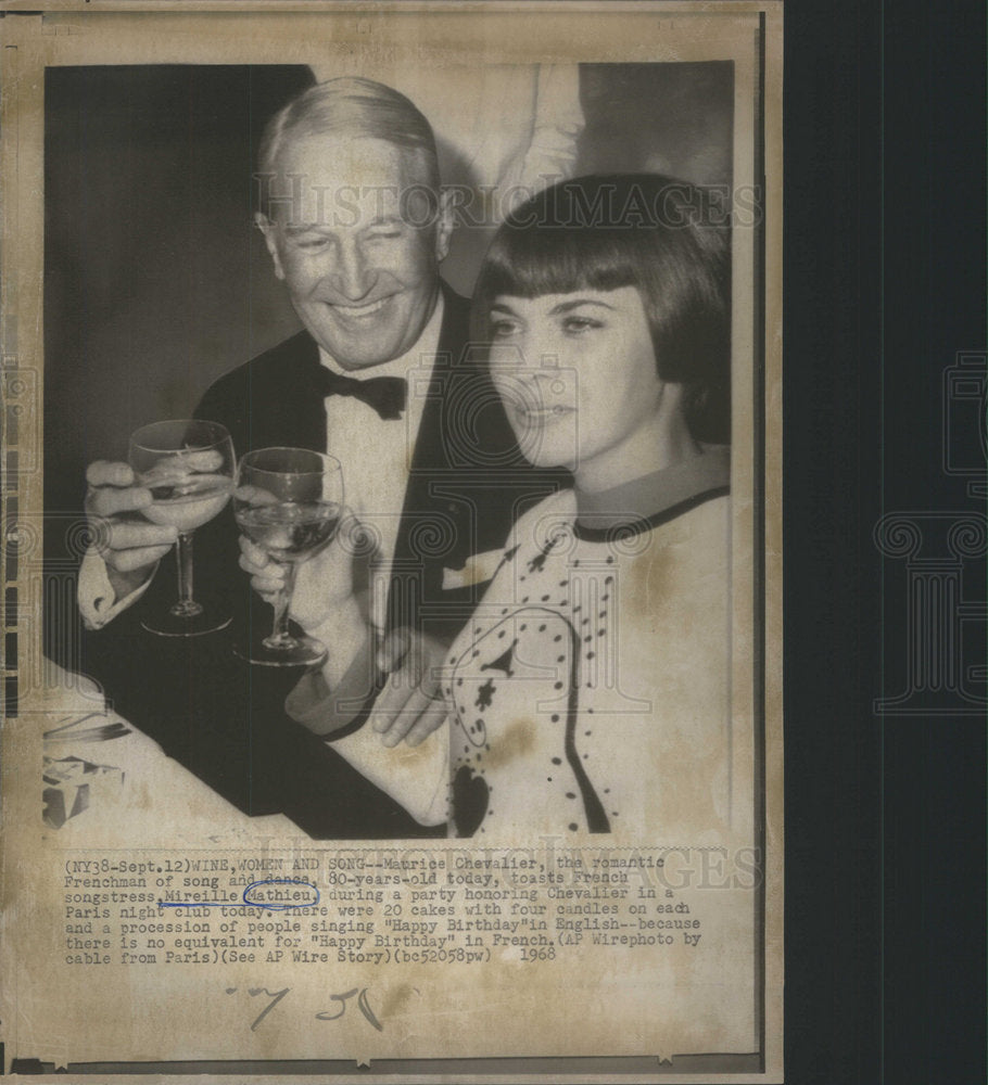 1968 Mireille Mathieu French Songstress Maurice Chevalier - Historic Images
