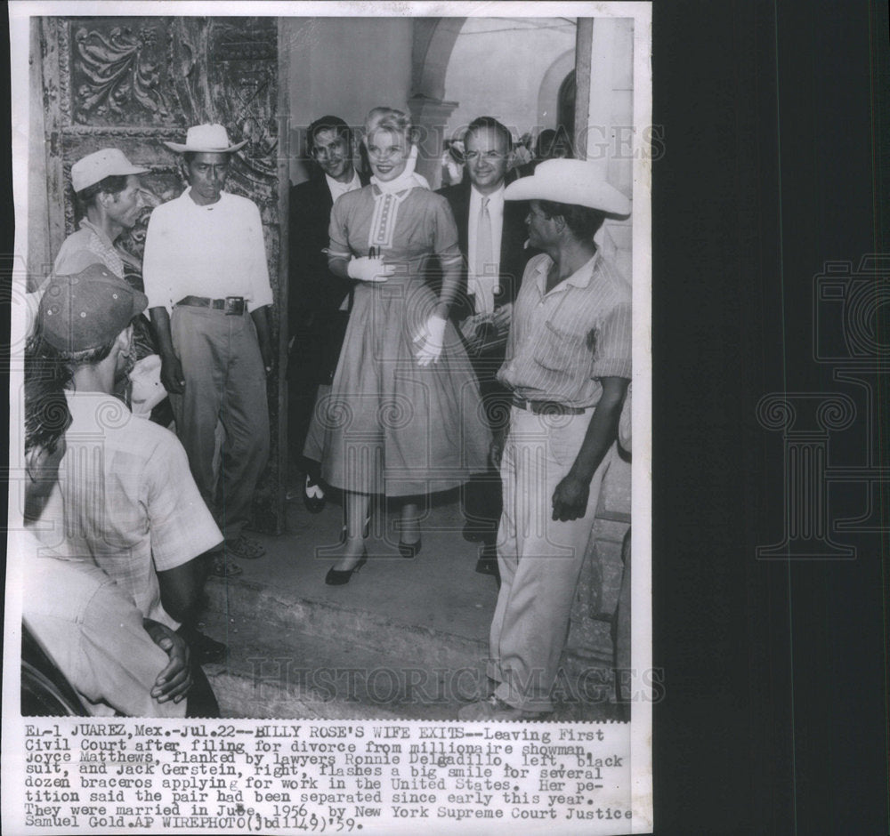 1959 Press Photo Joyce Matthews divorces millionaire showman Billy Rose - Historic Images