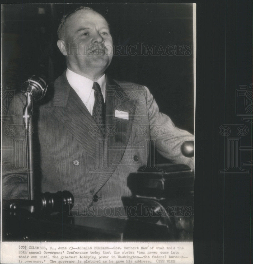 1943 Gov Herbert Maw Of Utah  - Historic Images