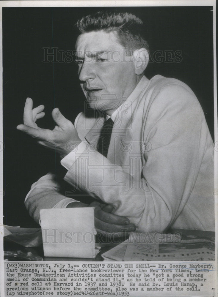 1953 Press Photo Dr. George Mayberry,  Free-Lance Book Reviewer, New York Times - Historic Images