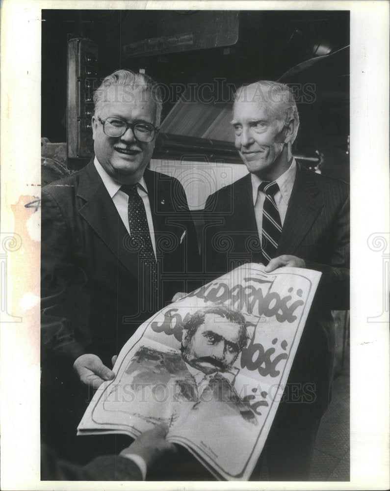 1982 Press Photo Aloysius Mazewski President Polish Congress Ralph Otwell - Historic Images