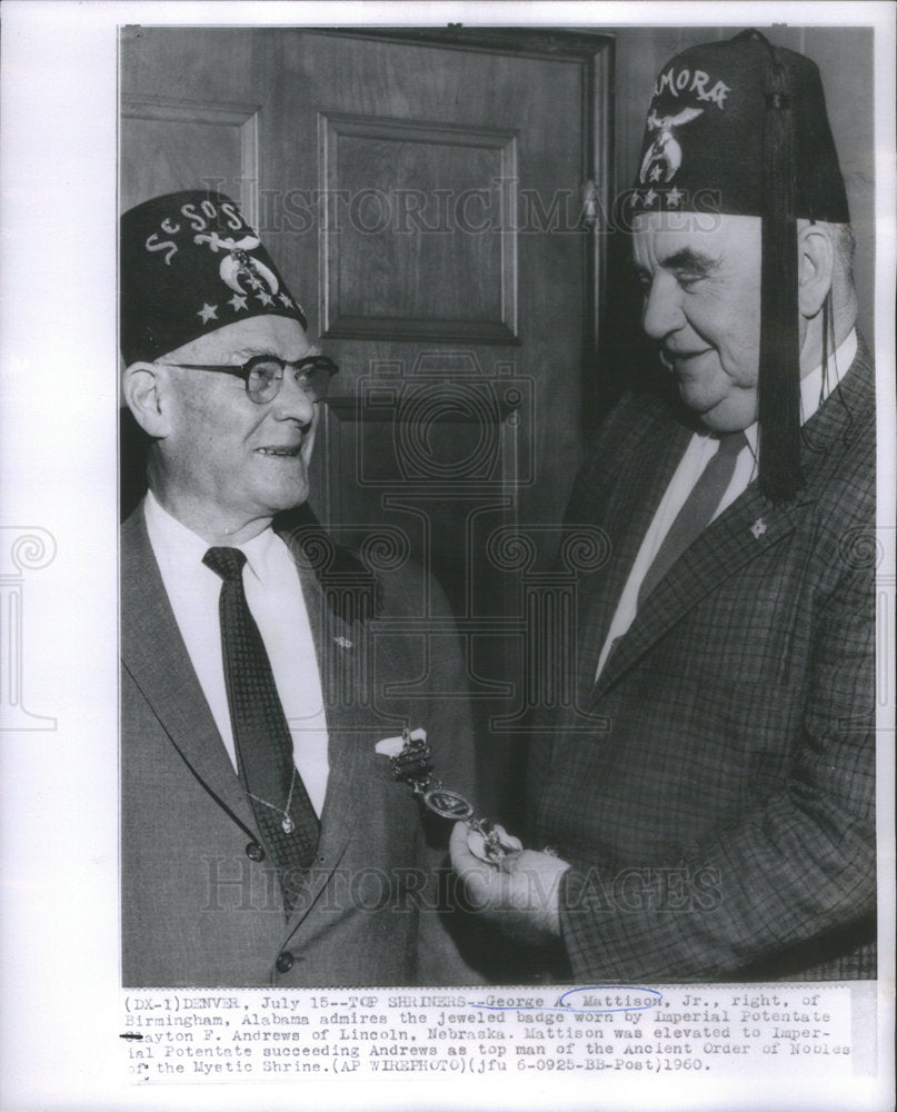 1960 Press Photo Shriners George Mattison and Clayton Andrews - Historic Images