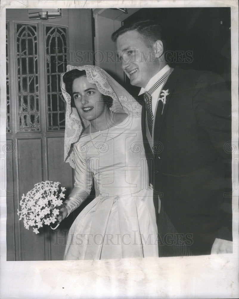 1962 Mr & Mrs William Matthias Leave Church After Their Wedding - Historic Images