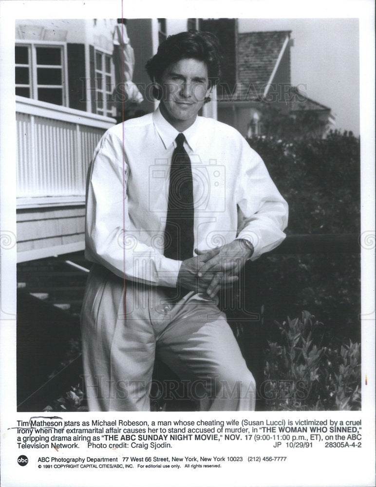 1991 Press Photo Tim Matheson Actor Michael Robeson Woman Sinned ABC - RSC80971 - Historic Images