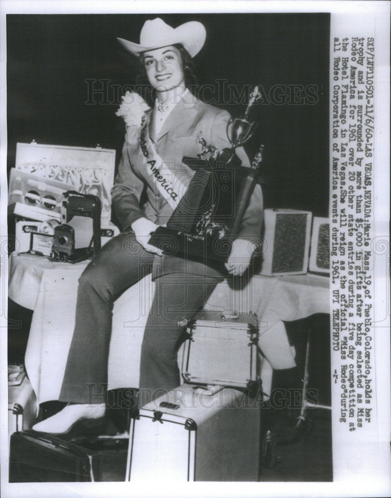 1960 Miss Rodeo America Winner Mass Surrounded By Winnings - Historic Images