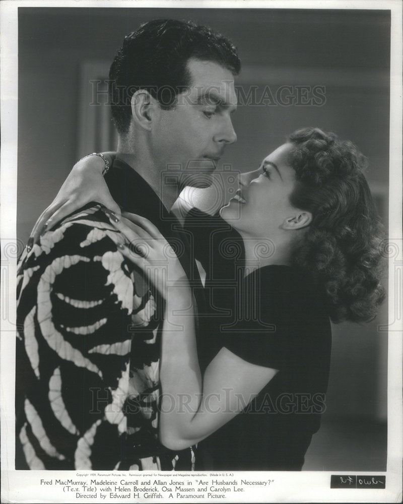 1939 Press Photo Actress Osa Massen Fred MacMurray - Historic Images