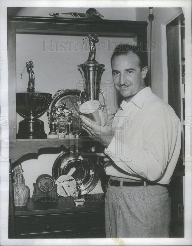 1953 Curt Massey Time Show Singer Massey With Golf Trophies - Historic Images