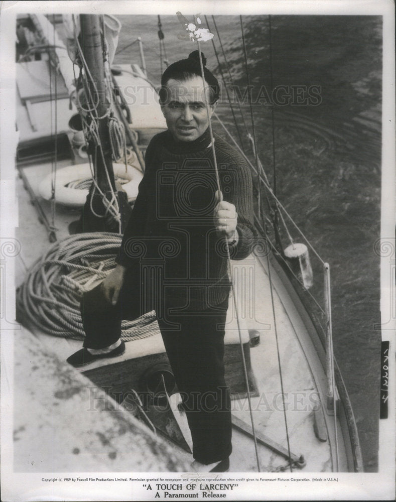 1960 A Touch Of Larceny Film Actor Mason Sailing Boat - Historic Images