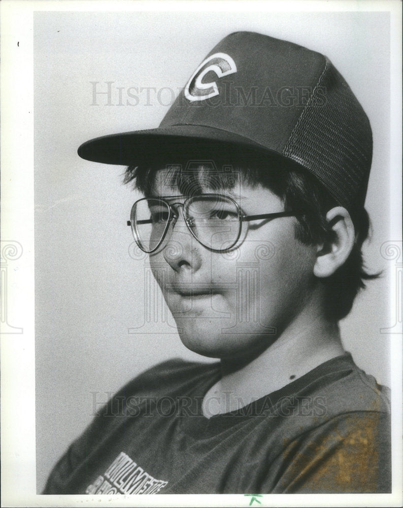 1983 Press Photo 12 Year old Sportcaster Bill Essig. He's the new Sportscaster - Historic Images