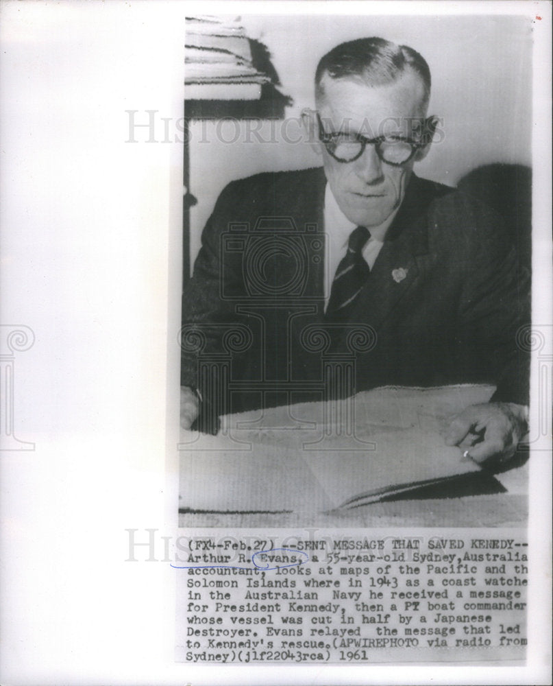 1961 Accountant Arthur R Evans President Kennedy - Historic Images