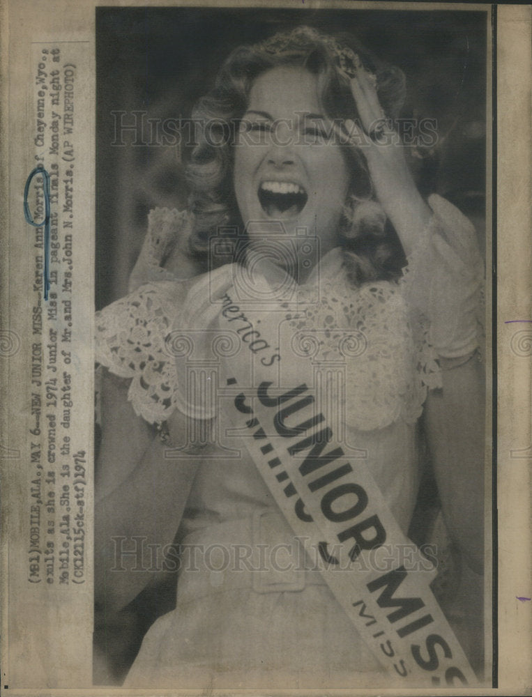 1974 Press Photo KAREN ANN MORRIS JUNIOR MISS PAGEANT FINALS - Historic Images