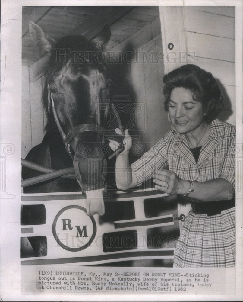 1962 Press Photo Donut King, Kentucky Derby Hopeful W/ Mrs. Rusty McAnally - Historic Images