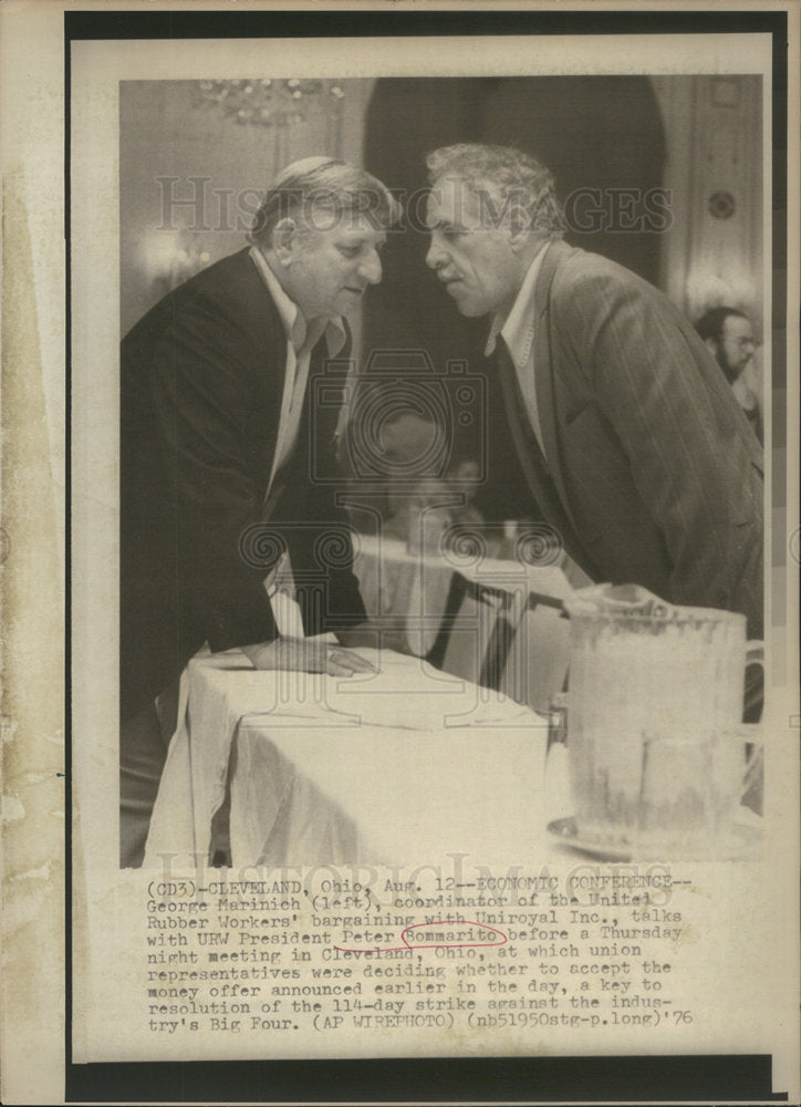 1976 Press Photo URW PRESIDENT PETER BOMMARITO GEORGE MARINICH - Historic Images