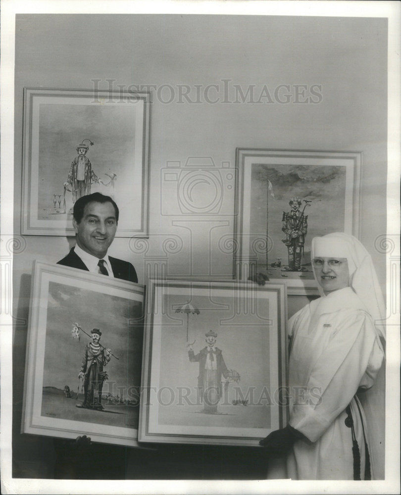 1963 Danny Thomas Henrita Clown Portraits John Morris - Historic Images