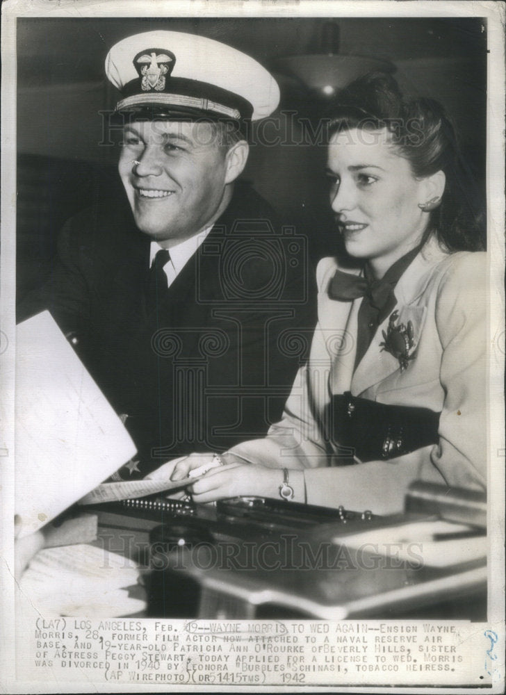 1942 Press Photo ENSIGN WAYNE MORRIS ACTOR NAVAL RESERVE AIR BASE PATRICIA - Historic Images