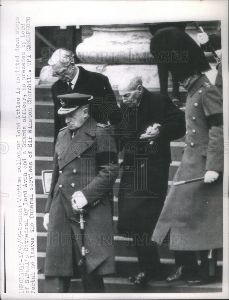 1965 Lord Atlee,Lord Avon at Winston Churchills funeral service - Historic Images