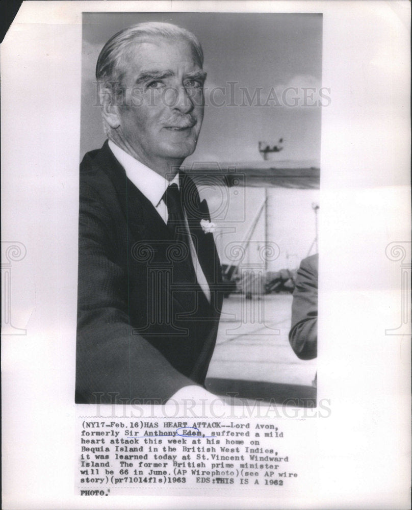 1962 Press Photo British Prime Minister Sir Anthony Eden - Historic Images