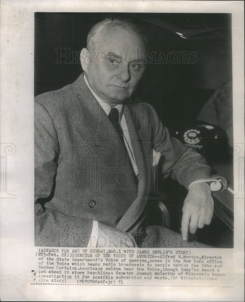 1953 Press Photo Alfred H. Morton Voice Of America Director - Historic Images