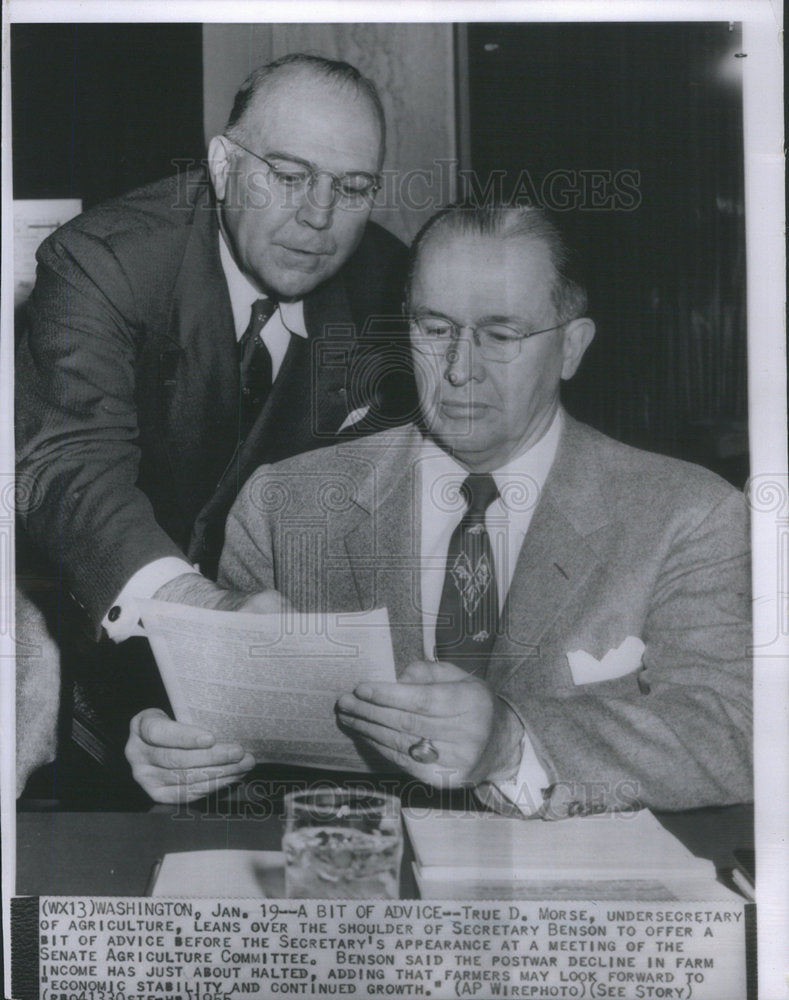 1955 Press Photo True D Morse Agriculture Undersecretary - Historic Images