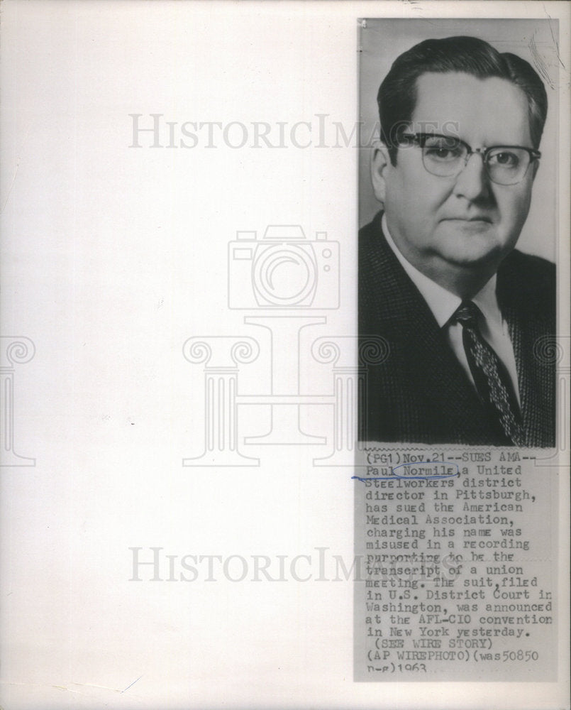 1963 Press Photo Paul Normile United Steelworkers District Director - RSC83313 - Historic Images