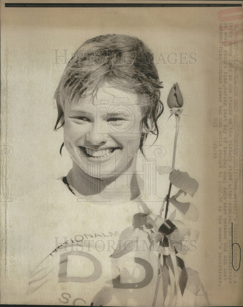 1974 Press Photo Ulrike Richter East German Swimmer - Historic Images