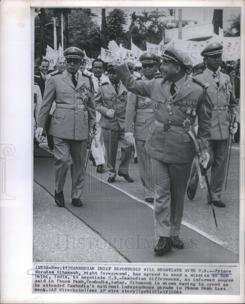 1964 Press Photo Prince Norodom Sihanouk Cambodia king - RSC83549 - Historic Images