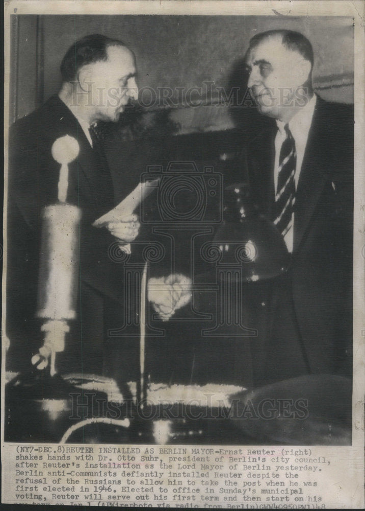 1948 ERNST REUTER GERMAN MAYOR DR. OTTO SUHR - Historic Images