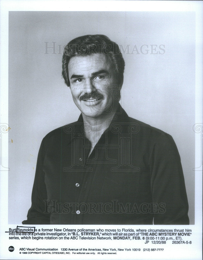 1988 Press Photo BURT REYNOLDS AMERICAN ACTOR - Historic Images