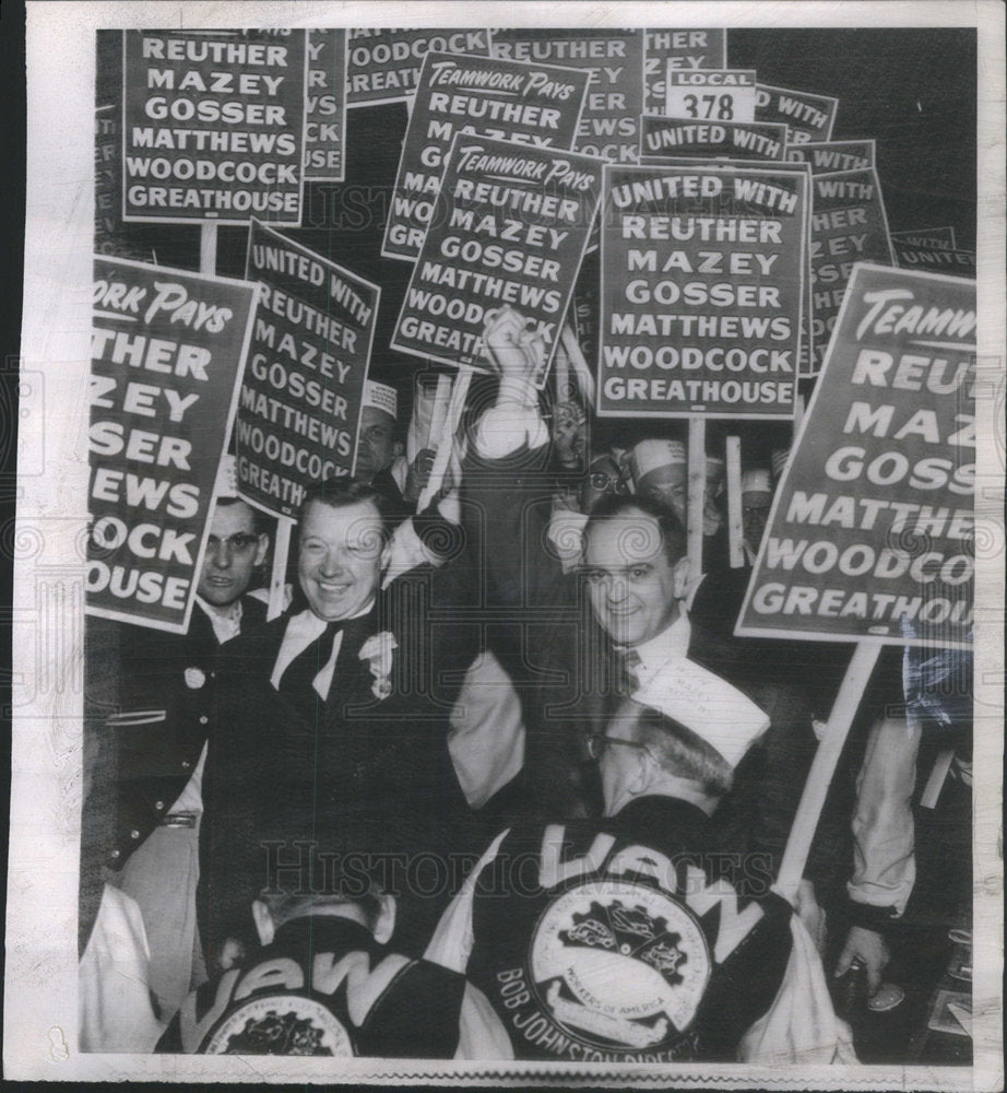 1957 WALTER P. REUTHER  AMERICAN LABOR UNION LEADER ROBERT JOHNSTON - Historic Images