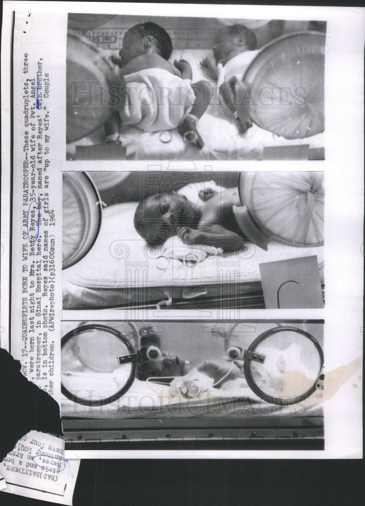 1964 Press Photo QUADRUPLETS MRS. BETTY REYES PVT. ANGEL - Historic Images