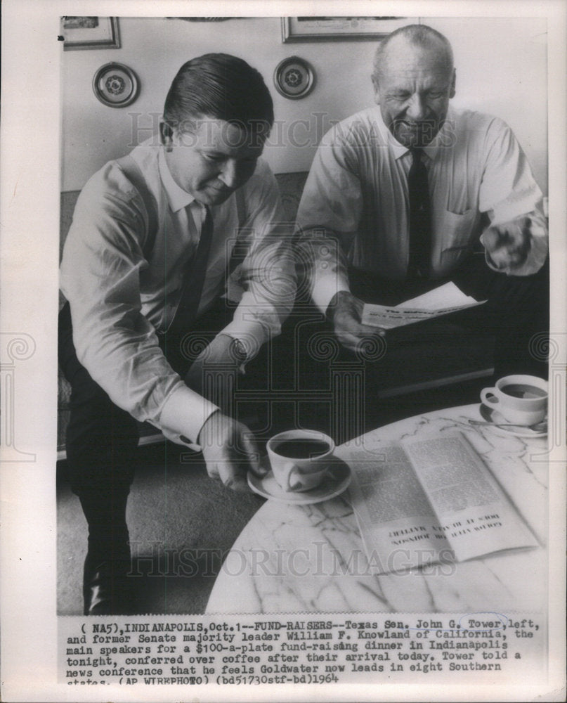 1964 Press Photo John G. Tower and William F. Knowland Senates - Historic Images