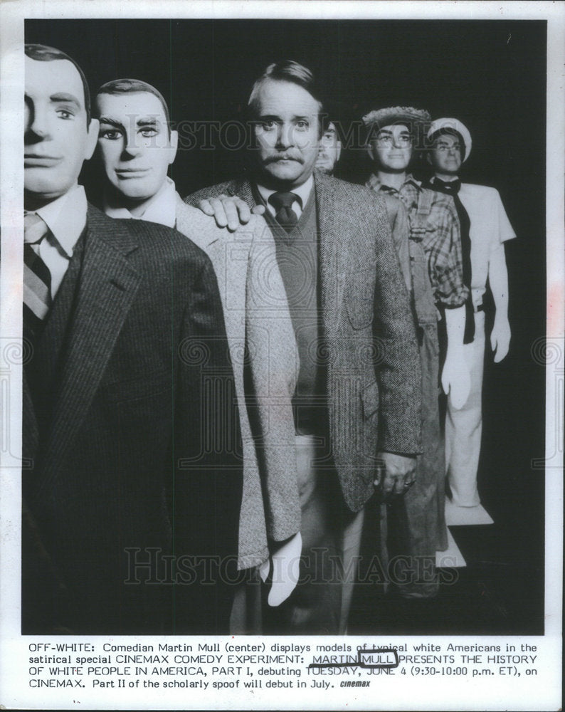 1986 Press Photo Actor Martin Mull Cinemax History Of White People In America - Historic Images