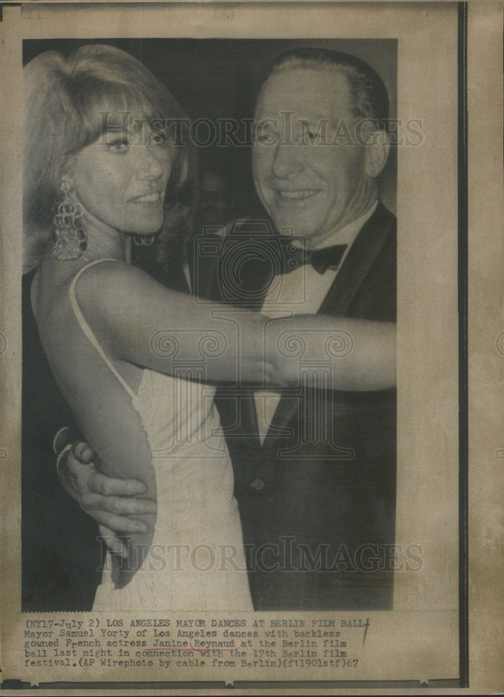 1967 Los Angeles Mayor Samuel Yorty with actess Janine Reynaud - Historic Images