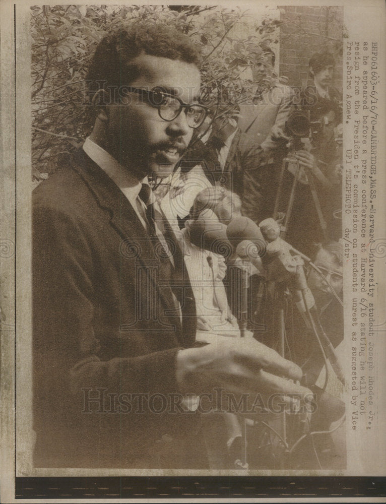 1970 Press Photo Joseph Rhodes Jr Harvard University President&#39;s Committee - Historic Images