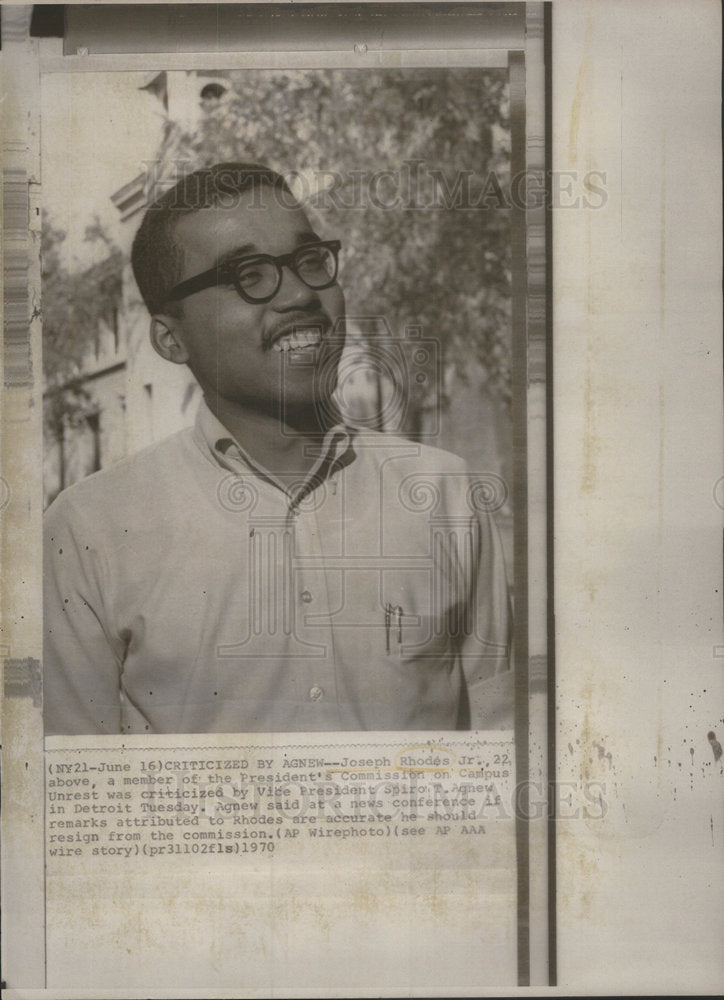 1970 Criticized Agnew Joseph Thodes Member Presidents Commission - Historic Images