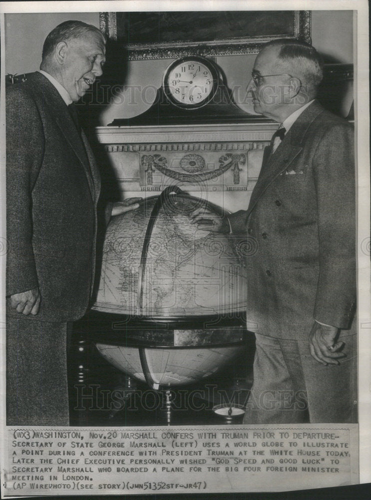 1947 Press Photo Secretary State George Marshall President Harry S Truman - Historic Images